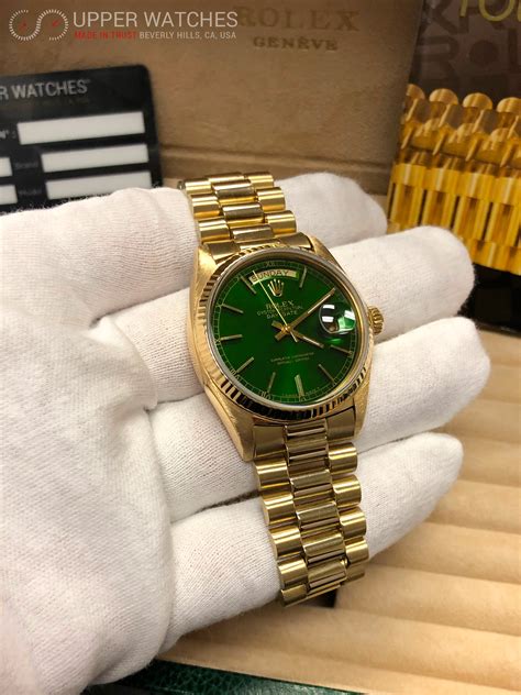 rolex green color name|rolex gold green day date.